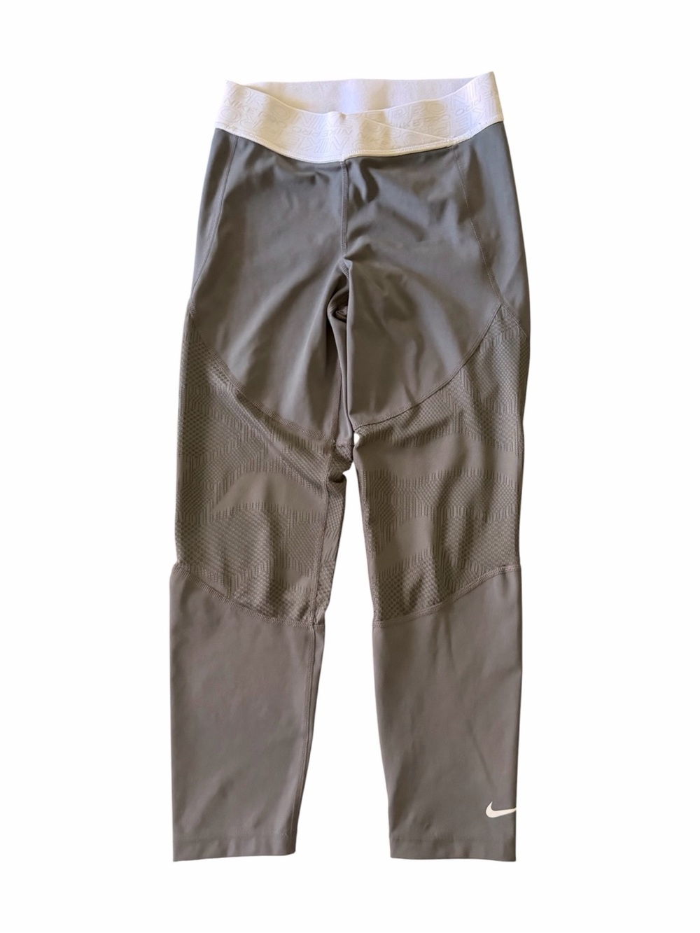 Nike Kids' Gray Leggings with White Waistband-size small